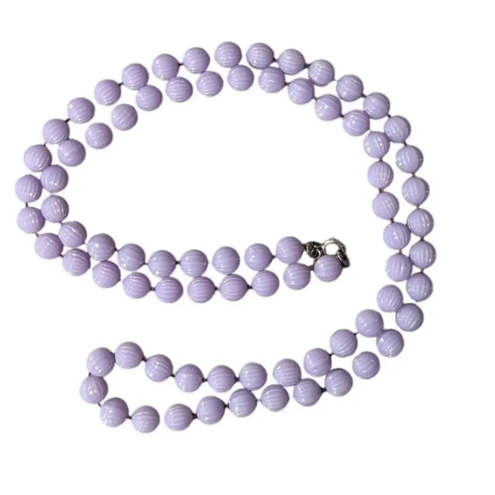 Sarah Coventry Lavender Beaded Necklace Vintage 36in Knotted Acrylic
